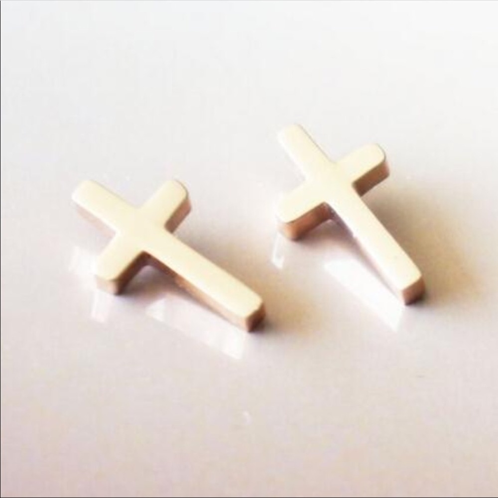 Gold Cross Stud Earrings